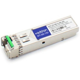 Picture of AddOn MSA and TAA Compliant 1000Base-BX SFP Transceiver (SMF, 1490nmTx/1550nmRx, 80km, LC, DOM)