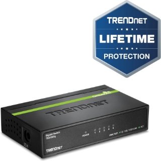 Picture of TRENDnet 5-Port Unmanaged Gigabit GREENnet Desktop Metal Switch, Ethernet-Network Switch, 5 x Gigabit Ports, Fanless, 10 Gbps Switching Fabric, Lifetime Protection, Black, TEG-S50g