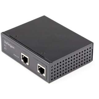 Picture of StarTech.com Industrial Gigabit Ethernet PoE Injector 30W 802.3at PoE+ Midspan 48V-56VDC Power Over Ethernet Injector Adapter -40C to +75C