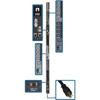 Picture of Tripp Lite 3-Phase PDU Switched 10kW 200/208/240V 24 C13;6 C19 L15-30P TAA