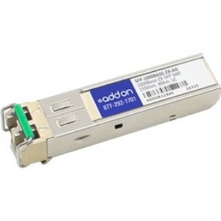 Picture of AddOn MSA and TAA Compliant 1000Base-ZX SFP Transceiver (SMF, 1550nm, 80km, LC)