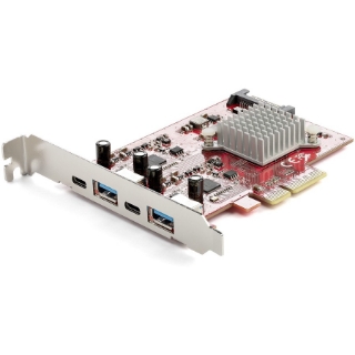 Picture of StarTech.com 4-Port USB PCIe Card, 10Gbps USB PCI Express Expansion Card with 2 Controllers, 2x USB-C & 2x USB-A ports (USB 3.2/3.1 Gen 2)