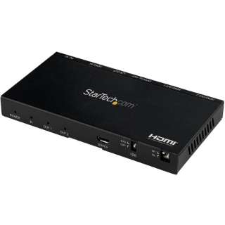 Picture of StarTech.com 2-Port HDMI Splitter (1x2), 4K 60Hz UHD HDMI 2.0 Audio Video Splitter w/ Scaler and Audio Extractor, EDID Copy, TV/Projector