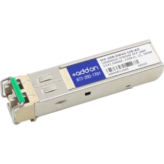 Picture of AddOn MSA and TAA Compliant 1000Base-DWDM 100GHz SFP Transceiver (SMF, 1542.94nm, 120km, LC, DOM)