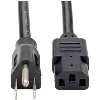 Picture of Tripp Lite 2ft Computer Power Cord Cable 5-15P to C13 Heavy Duty 15A 14AWG 2'