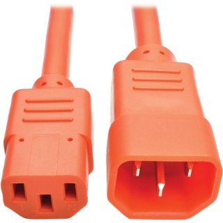 Picture of Tripp Lite 3ft Heavy Duty Power Extension Cord 15A 14 AWG C14 C13 Orange 3'