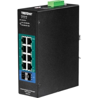 Picture of TRENDnet 10-Port Industrial Gigabit L2 Managed PoE+ DIN-Rail Switch 24 - 57V