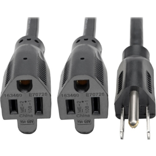 Picture of Tripp Lite 19in Power Cord Extension Y Splitter Cable 5-15P to 5-15R 13A 16AWG 18"