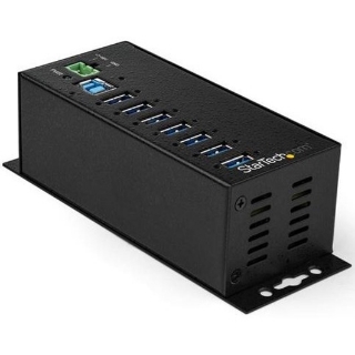 Picture of StarTech.com 7 Port USB Hub w/ Power Adapter - Metal Industrial USB 3.0 Data Hub - Din Rail, Wall & Desk Mountable USB 3.1 Gen 1 5Gbps Hub