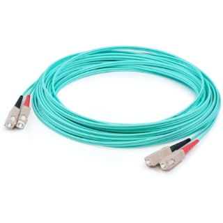 Picture of AddOn 44m SC (Male) to SC (Male) Straight Aqua OM4 Duplex Plenum Fiber Patch Cable