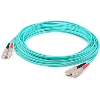 Picture of AddOn 67m SC (Male) to SC (Male) Straight Aqua OM4 Duplex Plenum Fiber Patch Cable