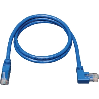 Picture of Tripp Lite 10ft Cat6 Gigabit Molded Patch Cable RJ45 Left Angle to Straight M/M Blue 10'