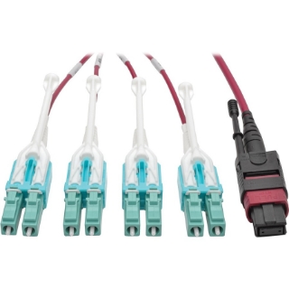 Picture of Tripp Lite 3M MTP MPO 8xLC 50/125 OM4 Fanout Patch Cable 12 Fiber 40GB CMP