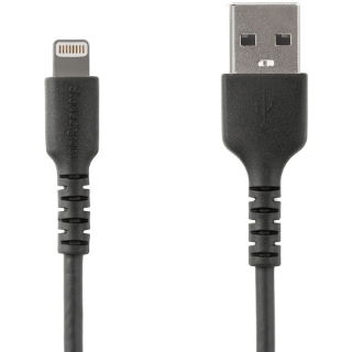 Picture of StarTech.com 6 foot/2m Durable Black USB-A to Lightning Cable, Rugged Heavy Duty Charging/Sync Cable for Apple iPhone/iPad MFi Certified