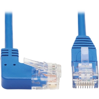 Picture of Tripp Lite Cat6 Ethernet Cable Right Angled UTP Slim Molded M/M Blue 1ft