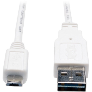 Picture of Tripp Lite 3ft USB 2.0 High Speed Cable Reversible A to 5Pin Micro B M/M White