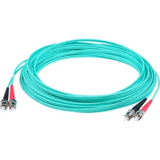 Picture of AddOn 10m ST (Male) to ST (Male) Straight Aqua OM4 Duplex Plenum Fiber Patch Cable