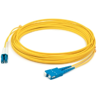 Picture of AddOn 28m LC (Male) to SC (Male) Straight Yellow OS2 Duplex Plenum Fiber Patch Cable