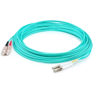 Picture of AddOn 30m LC (Male) to SC (Male) Straight Aqua OM4 Duplex Plenum Fiber Patch Cable