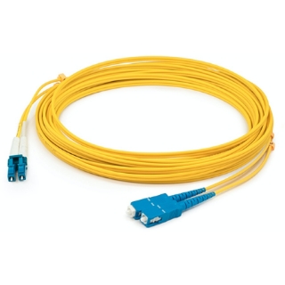 Picture of AddOn 1m LC (Male) to SC (Male) Straight Yellow OS2 Duplex Plenum Fiber Patch Cable