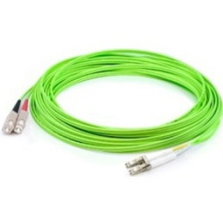 Picture of AddOn 15m LC (Male) to SC (Male) Straight Lime Green OM5 Duplex Fiber OFNR (Riser-Rated) Patch Cable