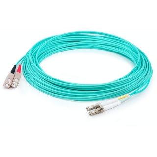 Picture of AddOn 20m LC (Male) to SC (Male) Straight Aqua OM4 Duplex Plenum Fiber Patch Cable