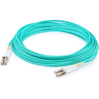 Picture of AddOn 12m LC (Male) to LC (Male) Aqua OM3 Duplex Fiber OFNR (Riser-Rated) Patch Cable