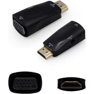 Picture of HDMI 1.3 Male to VGA Female Black Active Adapter Which Includes 3.5mm Audio and Micro USB Ports For Resolution Up to 1920x1200 (WUXGA)