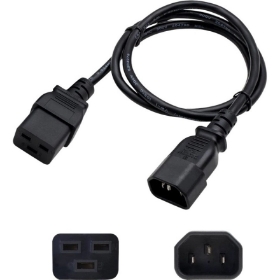 Picture of 4ft C14 Male to C19 Female 14AWG 100-250V at 10A Black Power Cable