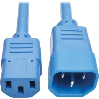 Picture of Tripp Lite 2ft Heavy Duty Power Extension Cord 15A 14 AWG C14 C13 Blue 2'