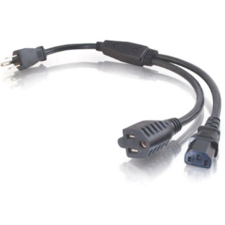 Picture of C2G 1.5ft 16 AWG 1-to-2 Power Cord Splitter (NEMA 5-15P to 1 NEMA 5-15 +1 IEC320C13)