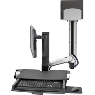 Picture of Ergotron StyleView Wall Mount for Monitor, Keyboard, Bar Code Scanner, CPU, Mouse, Wrist Rest - Polished Aluminum