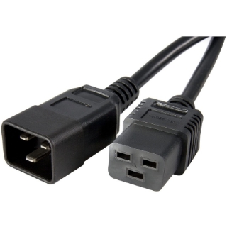 Picture of StarTech.com 3ft (1m) Power Extension Cord, IEC C19 to C20, 13A 250V, 16AWG, Black, Outlet Extension Cable for Network Equipment