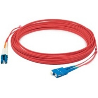 Picture of AddOn 20m LC (Male) to SC (Male) Red OM4 Duplex Fiber OFNR (Riser-Rated) Patch Cable