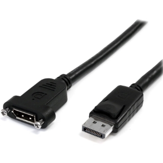 Picture of StarTech.com 3ft (1m) Panel Mount DisplayPort Cable, 4K x 2K Video, DisplayPort 1.2 Extension Cable Male to Female, DP Extender Cord