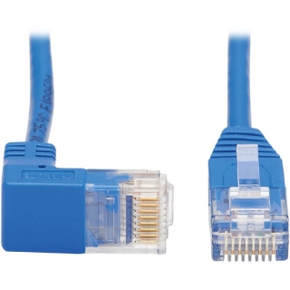Picture of Tripp Lite Cat6 Ethernet Cable Down Right Angled Slim Molded M/M Blue 10ft