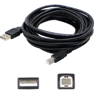 Picture of AddOn 12ft USB 2.0 (A) Male to USB 2.0 (B) Male Black Cable