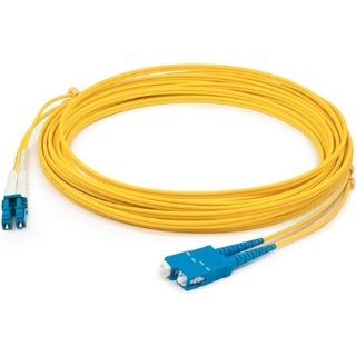 Picture of AddOn 50m LC (Male) to SC (Male) Yellow OS2 Duplex Fiber OFNR (Riser-Rated) Patch Cable