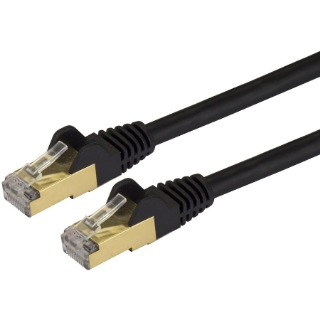 Picture of StarTech.com 15ft CAT6a Ethernet Cable - 10 Gigabit Category 6a Shielded Snagless 100W PoE Patch Cord 10GbE Black UL Certified Wiring/TIA