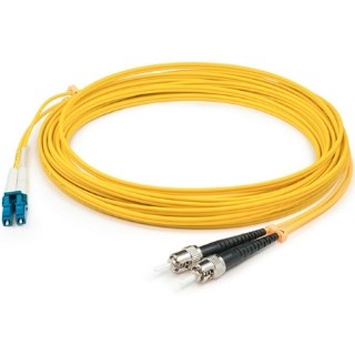 Picture of AddOn 20m LC (Male) to ST (Male) Yellow OS2 Duplex Fiber OFNR (Riser-Rated) Patch Cable