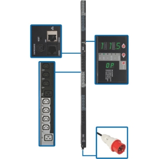 Picture of Tripp Lite PDU 3-Phase Switched 200V - 240V 11.5kW C13 C19 IEC309 20A Red 0U