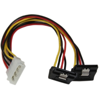 Picture of StarTech.com 12in LP4 to 2x Right Angle Latching SATA Power Y Cable Splitter - 4 Pin LP4 to Dual SATA