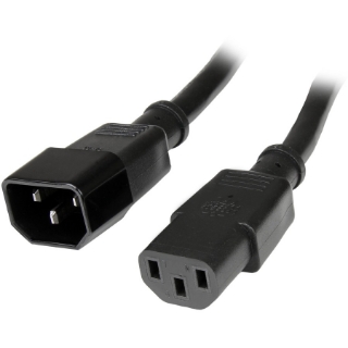 Picture of StarTech.com 3ft (1m) Power Extension Cord, C14 to C13, 10A 125V, 18AWG, Computer Power Cord Extension, Power Supply Extension Cable