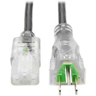 Picture of Tripp Lite 10ft Computer Power Cord Hospital Medical Cable 5-15P to C13 Clear 10A 18AWG 10'