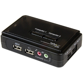 Picture of StarTech.com StarTech.com 2 Port USB KVM Kit with Cables and Audio Switching - KVM / audio switch - USB - 2 ports - 1 local user