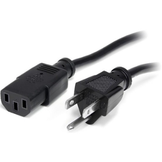 Picture of StarTech.com 10ft (3m) Computer Power Cord, NEMA 5-15P to C13, 10A 125V, 18AWG, Black Replacement AC PC Power Cord, TV/Monitor Power Cable