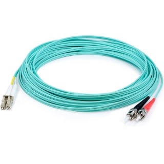 Picture of AddOn 25m LC (Male) to ST (Male) Aqua OM3 Duplex Fiber OFNR (Riser-Rated) Patch Cable