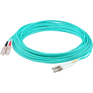 Picture of AddOn 100m LC (Male) to SC (Male) Straight Aqua OM4 Duplex LSZH Fiber Patch Cable