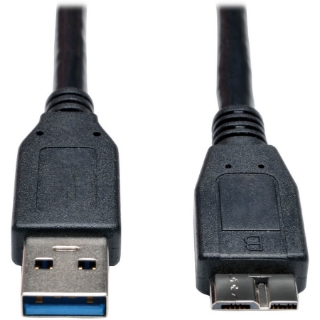 Picture of Tripp Lite 1ft USB 3.0 SuperSpeed Device Cable USB-A to USB Micro-B M/M Black