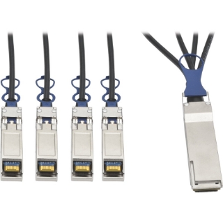 Picture of Tripp Lite 40GbE QSFP+ to 10GbE SFP+ Passive Copper Breakout Cable QSFP-4SFP10G-CU1M Compatible 1M 3'